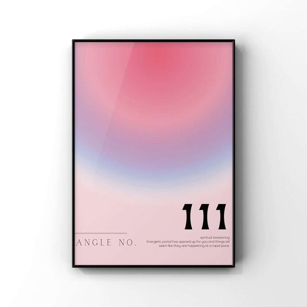 Angel Number 111 Pink Purple Aura Gradient Spiritual Wall art Prints